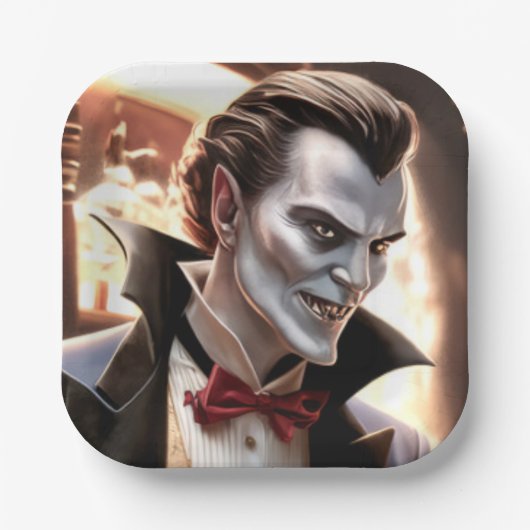 ハンサムだが血に飢えたドラキュラ ペーパープレート (正面)