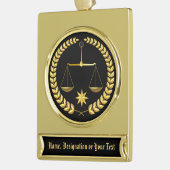 ハンサムでパーソナライズな弁護士のオーナメントあなたの文字 ゴールドプレートバナーオーナメント (左)