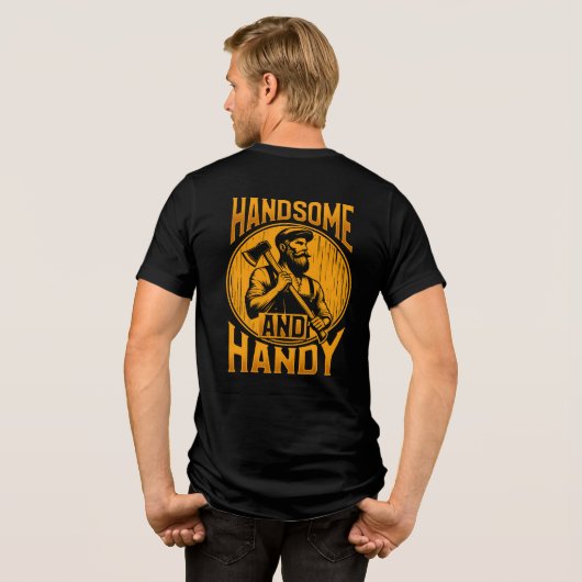 ハンサムで器用な面白い男性用 トライブレンドTシャツ (裏面全面)