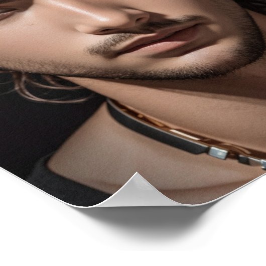 ハンサムで真面目そうなアジア人の男。 ポスター (角)