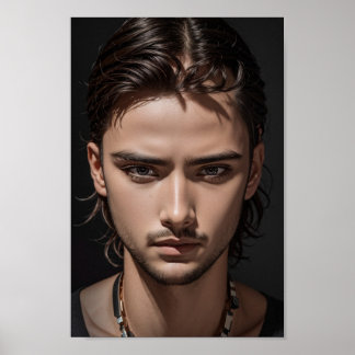 ハンサムで真面目そうなアジア人の男。 ポスター