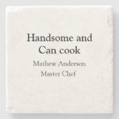 ハンサムで缶調理師名主シェフ日付を追加 ストーンコースター (正面)