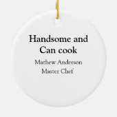 ハンサムで缶調理師名主シェフ日付を追加 セラミックオーナメント (裏面)