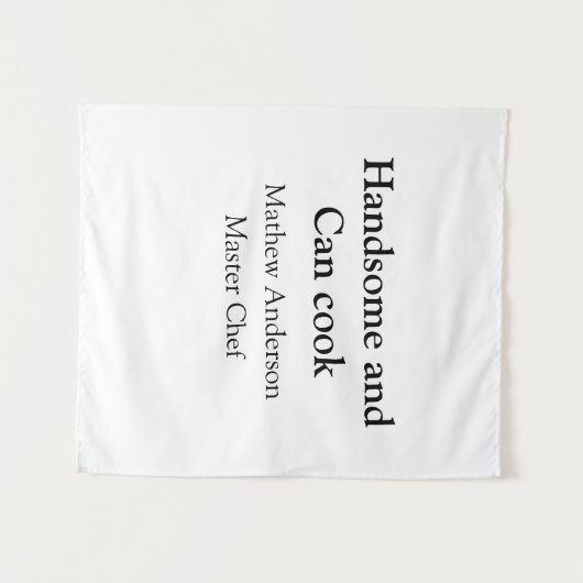 ハンサムで缶調理師名主シェフ日付を追加 タペストリー (正面(横))