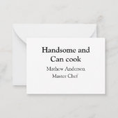 ハンサムで缶調理師名主シェフ日付を追加 ノートカード (裏面)