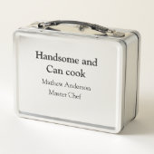 ハンサムで缶調理師名主シェフ日付を追加 メタルランチボックス (裏面)