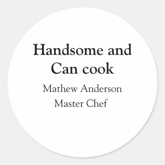 ハンサムで缶調理師名主シェフ日付を追加 ラウンドシール (正面)