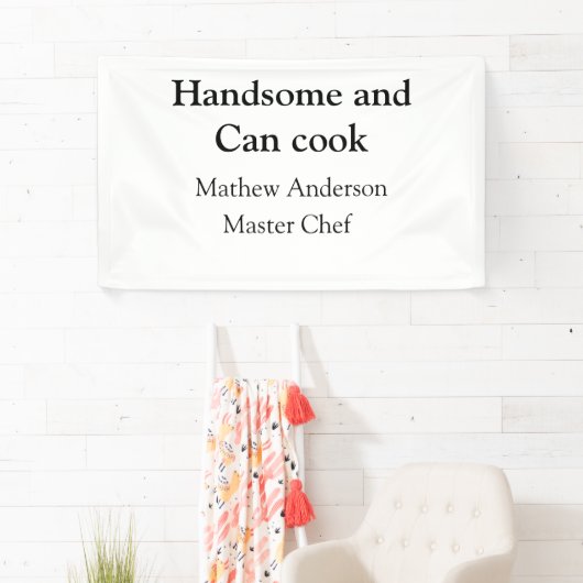 ハンサムで缶調理師名主シェフ日付を追加 横断幕 (インサイチュ)