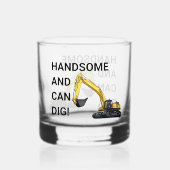 ハンサムと缶掘削機建築 おもしろい ウイスキーグラス (裏面)