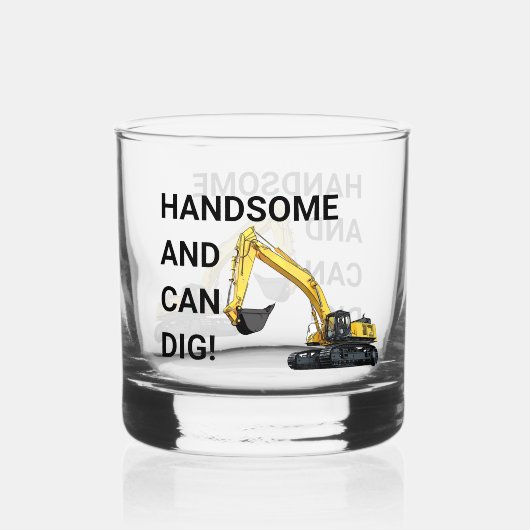 ハンサムと缶掘削機建築 おもしろい ウイスキーグラス (裏面)
