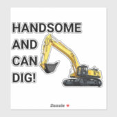 ハンサムと缶掘削機建築 おもしろい シール (シート)