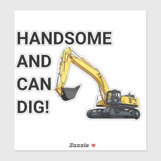 ハンサムと缶掘削機建築 おもしろい シール (シート)