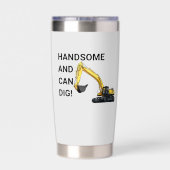ハンサムと缶掘削機建築 おもしろい 保温保冷タンブラー (背面)