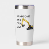 ハンサムと缶掘削機建築 おもしろい 保温保冷タンブラー (正面)