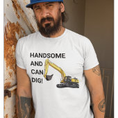 ハンサムと缶掘削機建築 おもしろい Tシャツ