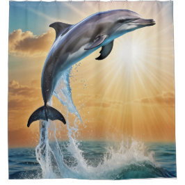 ハンサムなイルカ シャワーカーテン