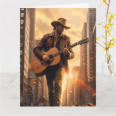 ハンサムなカウボーイハッピーバースデーグリーティングカード カード (黄色い花)