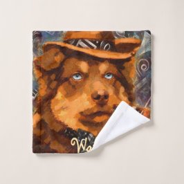 ハンサムなギャング犬と青い目パーソナライズされた ウォッシュタオル