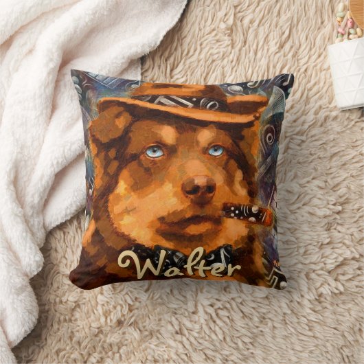 ハンサムなギャング犬と青い目パーソナライズされた クッション (ブランケット)