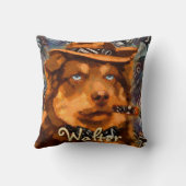 ハンサムなギャング犬と青い目パーソナライズされた クッション (裏面)