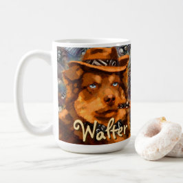 ハンサムなギャング犬と青い目パーソナライズされた コーヒーマグカップ