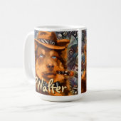 ハンサムなギャング犬と青い目パーソナライズされた コーヒーマグカップ (正面左)