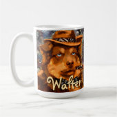 ハンサムなギャング犬と青い目パーソナライズされた コーヒーマグカップ (左)