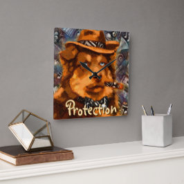 ハンサムなギャング犬と青い目パーソナライズされた スクエア壁時計