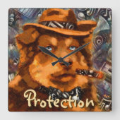 ハンサムなギャング犬と青い目パーソナライズされた スクエア壁時計 (正面)