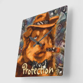 ハンサムなギャング犬と青い目パーソナライズされた スクエア壁時計 (傾斜)