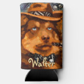 ハンサムなギャング犬と青い目パーソナライズされた スリム缶クーラー (裏面)