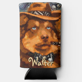 ハンサムなギャング犬と青い目パーソナライズされた スリム缶クーラー