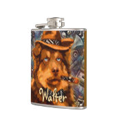 ハンサムなギャング犬と青い目パーソナライズされた フラスク (左)