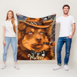 ハンサムなギャング犬と青い目パーソナライズされた フリースブランケット