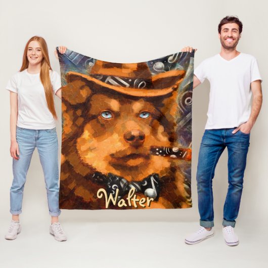 ハンサムなギャング犬と青い目パーソナライズされた フリースブランケット (インサイチュ)