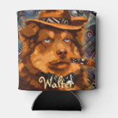 ハンサムなギャング犬と青い目パーソナライズされた 缶クーラー (裏面)