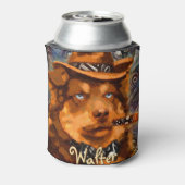ハンサムなギャング犬と青い目パーソナライズされた 缶クーラー (缶裏面)