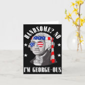 ハンサムなジョージ ワシントン 4th Of July ジョーク カード (黄色い花)