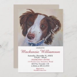 ハンサムなセッターの子犬の願いハッピーバースデー 招待状