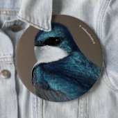 ハンサムなツバメ：針金に鳥 缶バッジ (インサイチュ)