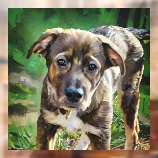 ハンサムなハスキーミックス子犬のウィンドウにしがみつく ウィンドウサイン (シート2)