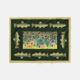 ハンサムなブラウンマス釣り フリースブランケット