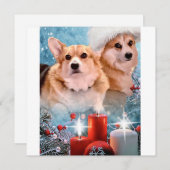 ハンサムなペンブローク・ウェルシュ・コーギーのホリデーカード シーズンカード (正面/裏面)