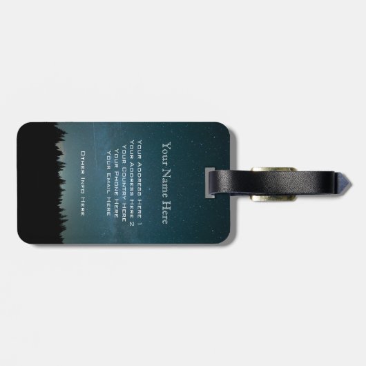 ハンサムなモノグラムの美しい景色の写真のシンプル ラゲッジタグ (裏面横)