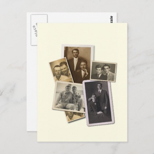 ハンサムなヴィンテージのポートレートが付いている陽気な郵便はがき ポストカード (正面/裏面)