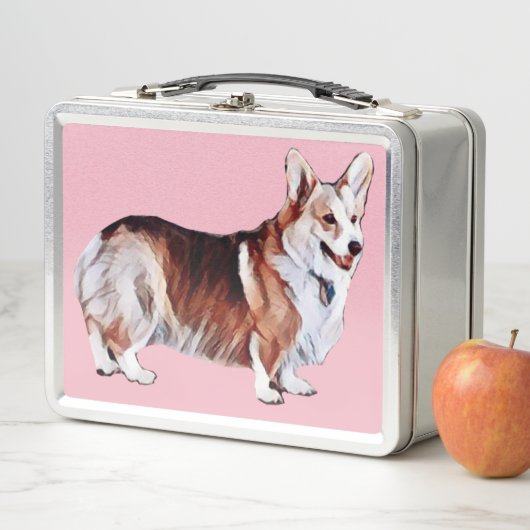 ハンサムな三色のウェルシュコーギー メタルランチボックス (インサイチュ)