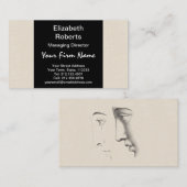 ハンサムな人のプロフィールの旧式でフランスのな版木、銅版、版画 名刺 (正面/裏面)