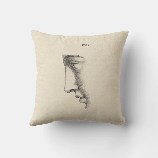 ハンサムな人の顔のアンティークのフランス語のスケッチ クッション (裏面)