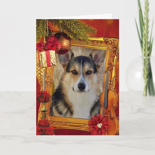 ハンサムな休日のウェルシュコーギーとフレーム シーズンカード (正面)
