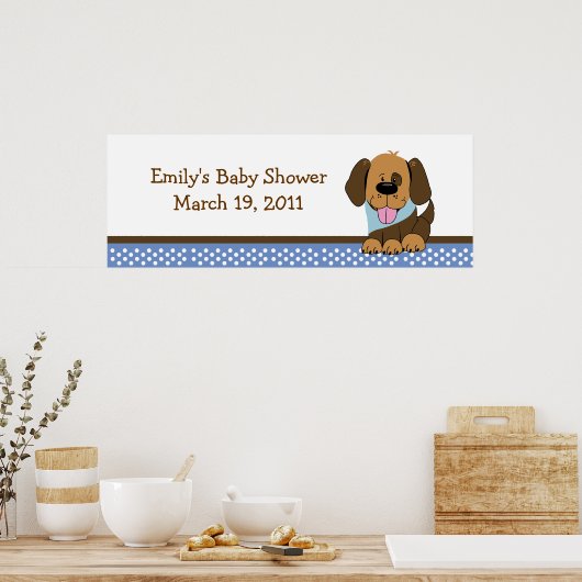 ハンサムな子犬の赤ちゃんシャワー/誕生日バナー ポスター (キッチン)